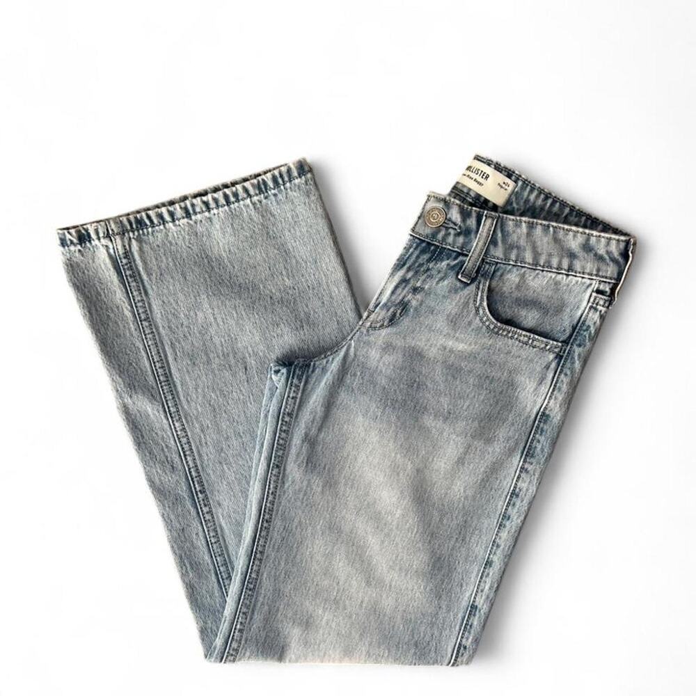 Hollister Low Rise Baggy Jeans Light Wash Denim Y2K Relaxed Straight Leg